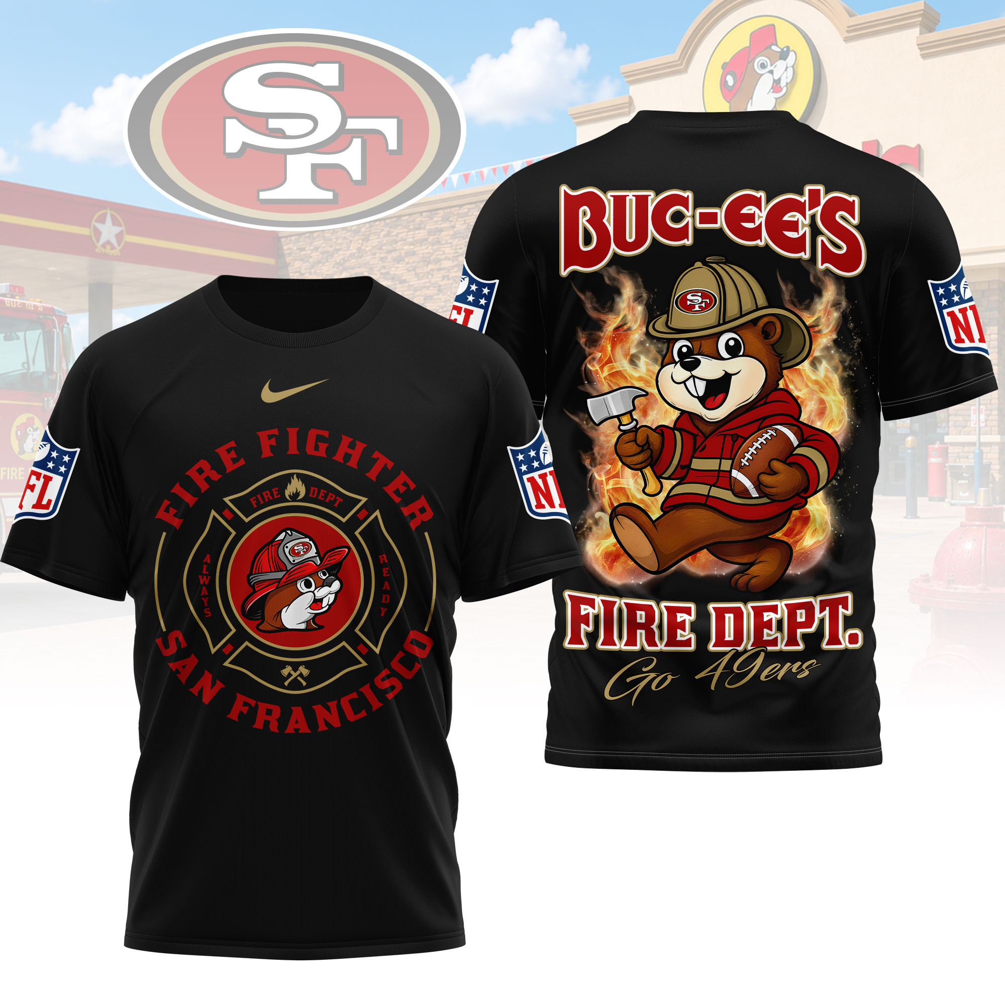 San Francisco 49ers | Premium NFL Firefighter Strong 3D Shirt - Image 2