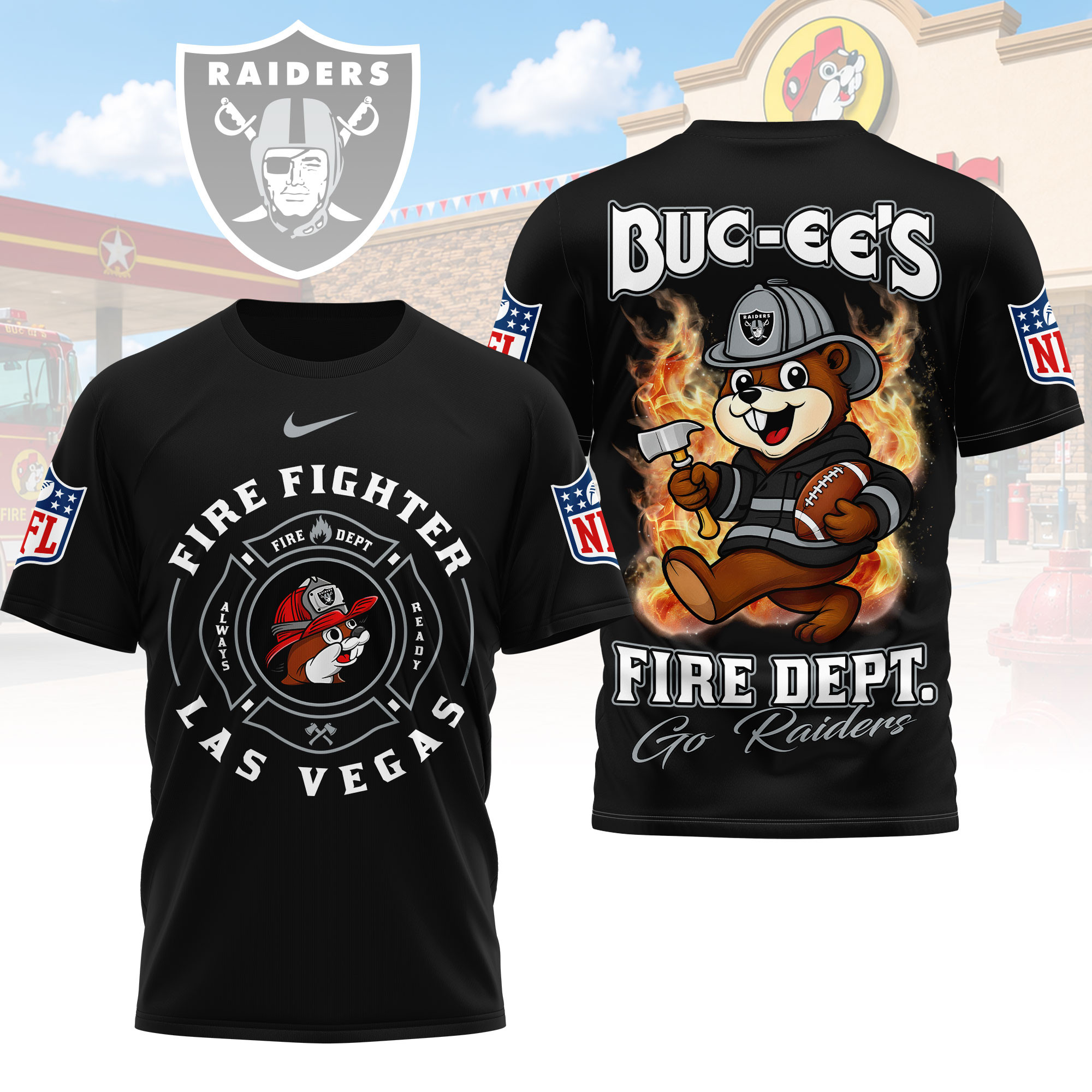 Las Vegas Raiders | Premium NFL Firefighter Strong 3D Shirt - Image 2