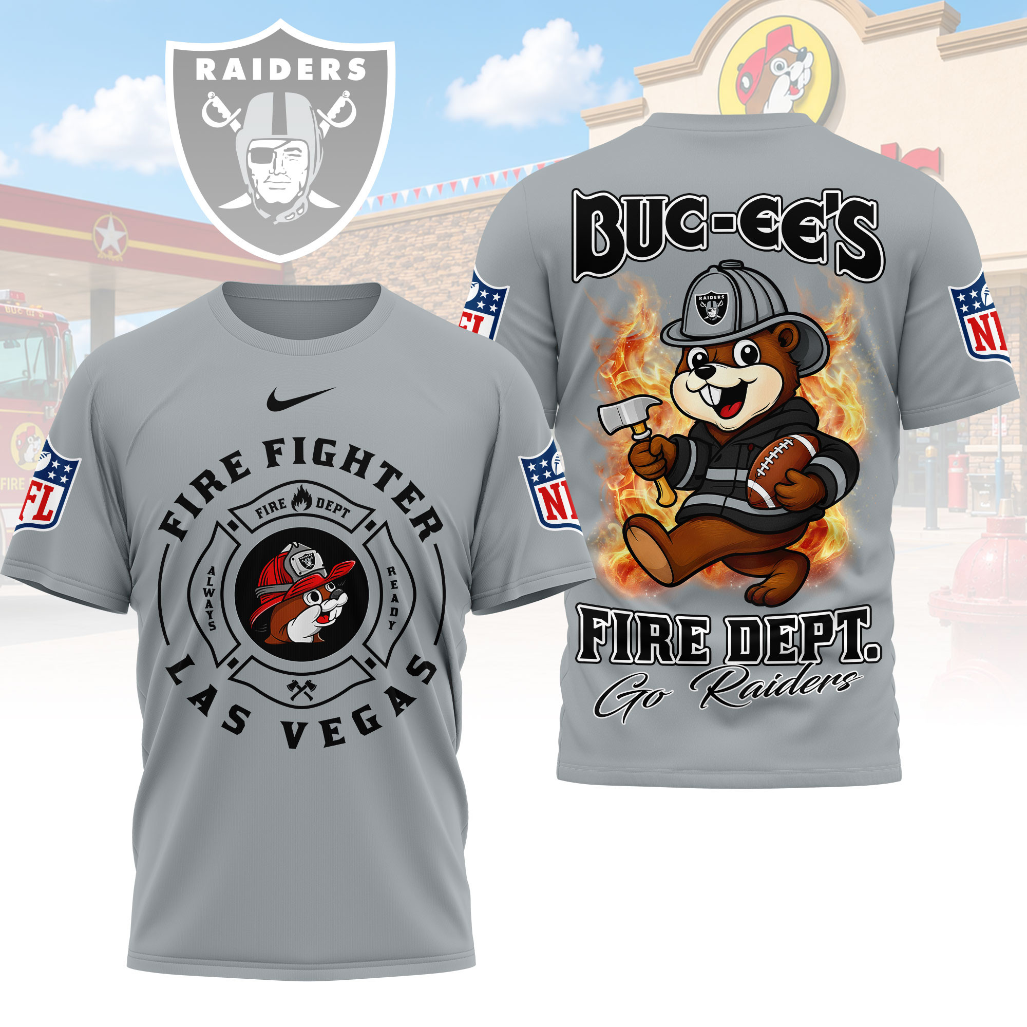 Las Vegas Raiders | Premium NFL Firefighter Strong 3D Shirt - Image 3