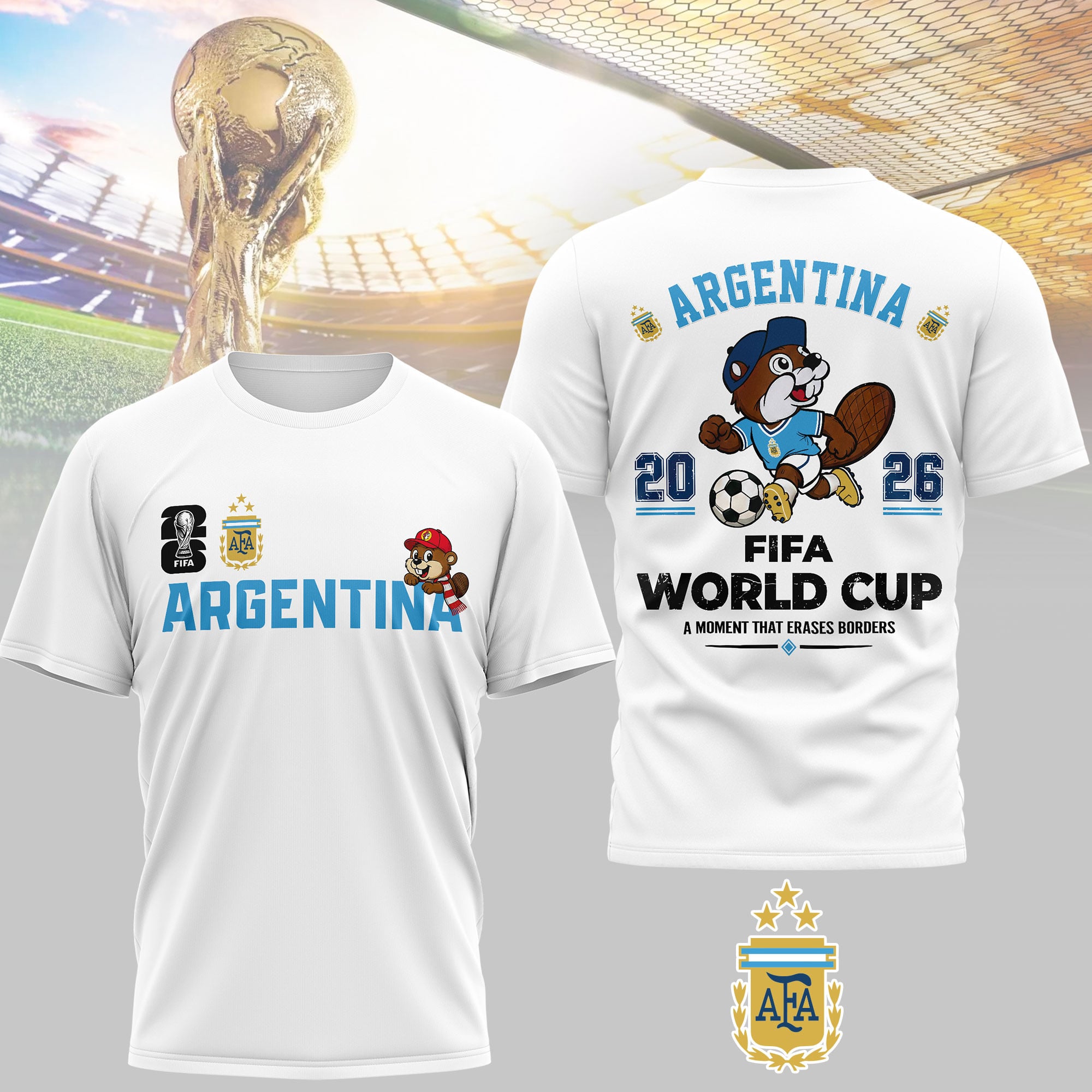 Argentina | Premium WC26 Golden Trophy 3D Shirt NTH1