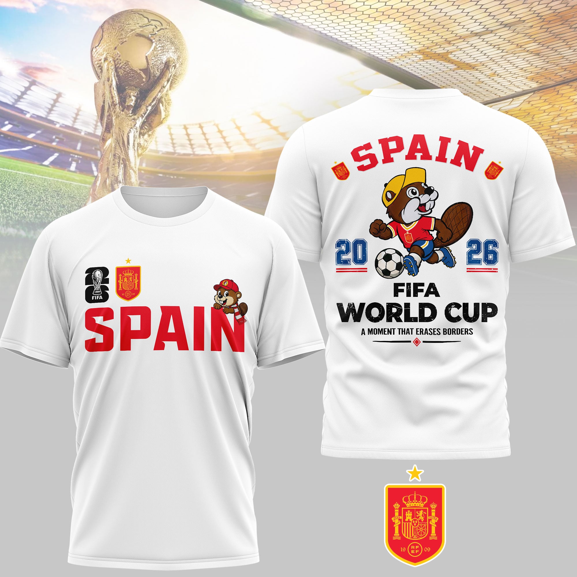 Spain | Premium WC26 Golden Trophy 3D Shirt NTH1