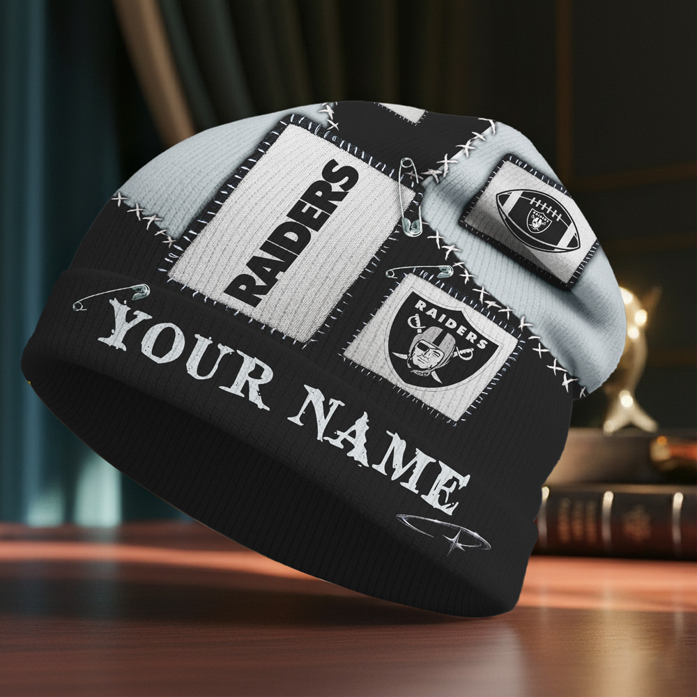 Las Vegas Raiders | Premium NFL Heritage Patch Beanie Hat NTH1 - Image 3