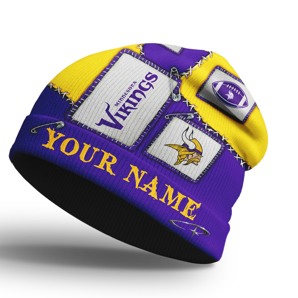 Minnesota Vikings | Premium NFL Heritage Patch Beanie Hat NTH1 - Image 2