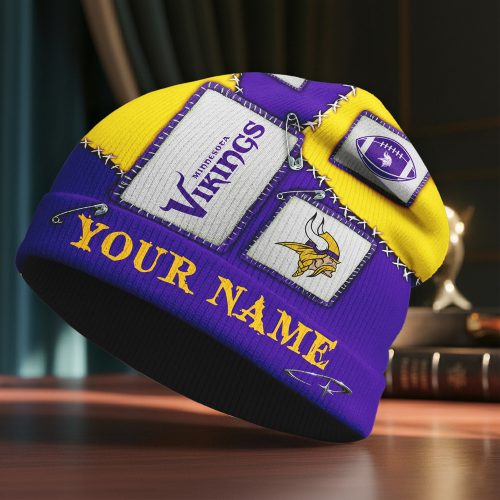 Minnesota Vikings | Premium NFL Heritage Patch Beanie Hat NTH1 - Image 3
