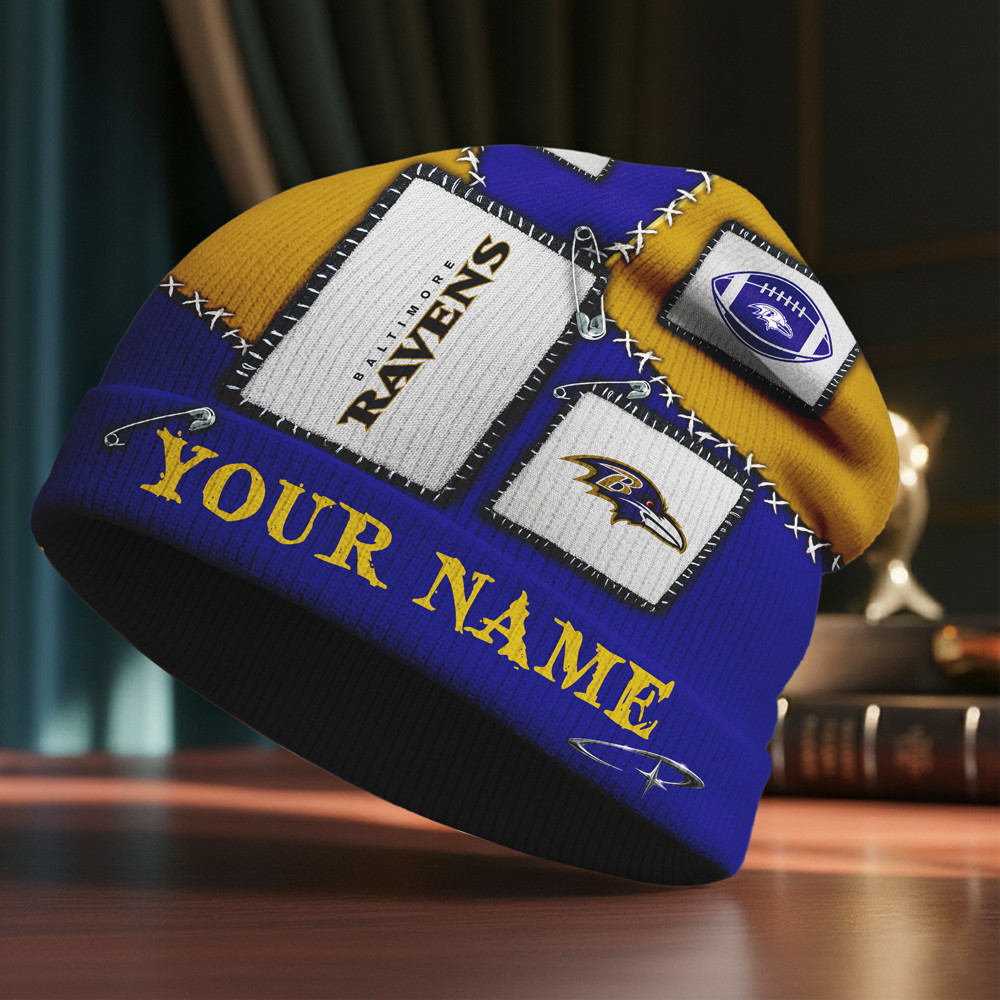 Baltimore Ravens | Premium NFL Heritage Patch Beanie Hat NTH1 - Image 3