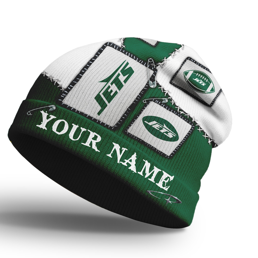 New York Jets | Premium NFL Heritage Patch Beanie Hat NTH1 - Image 2