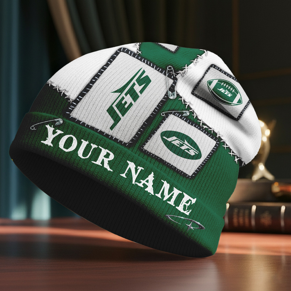 New York Jets | Premium NFL Heritage Patch Beanie Hat NTH1 - Image 3