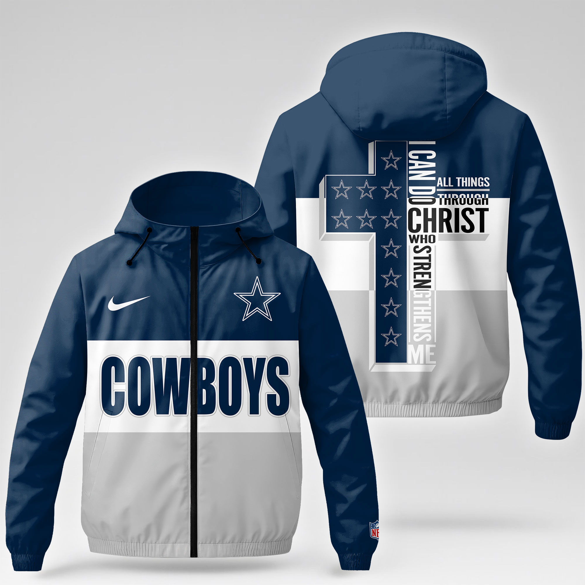 Dallas Cowboys | Premium NFL Strength Through Christ Windbreaker Jacket NTH1 - Image 4