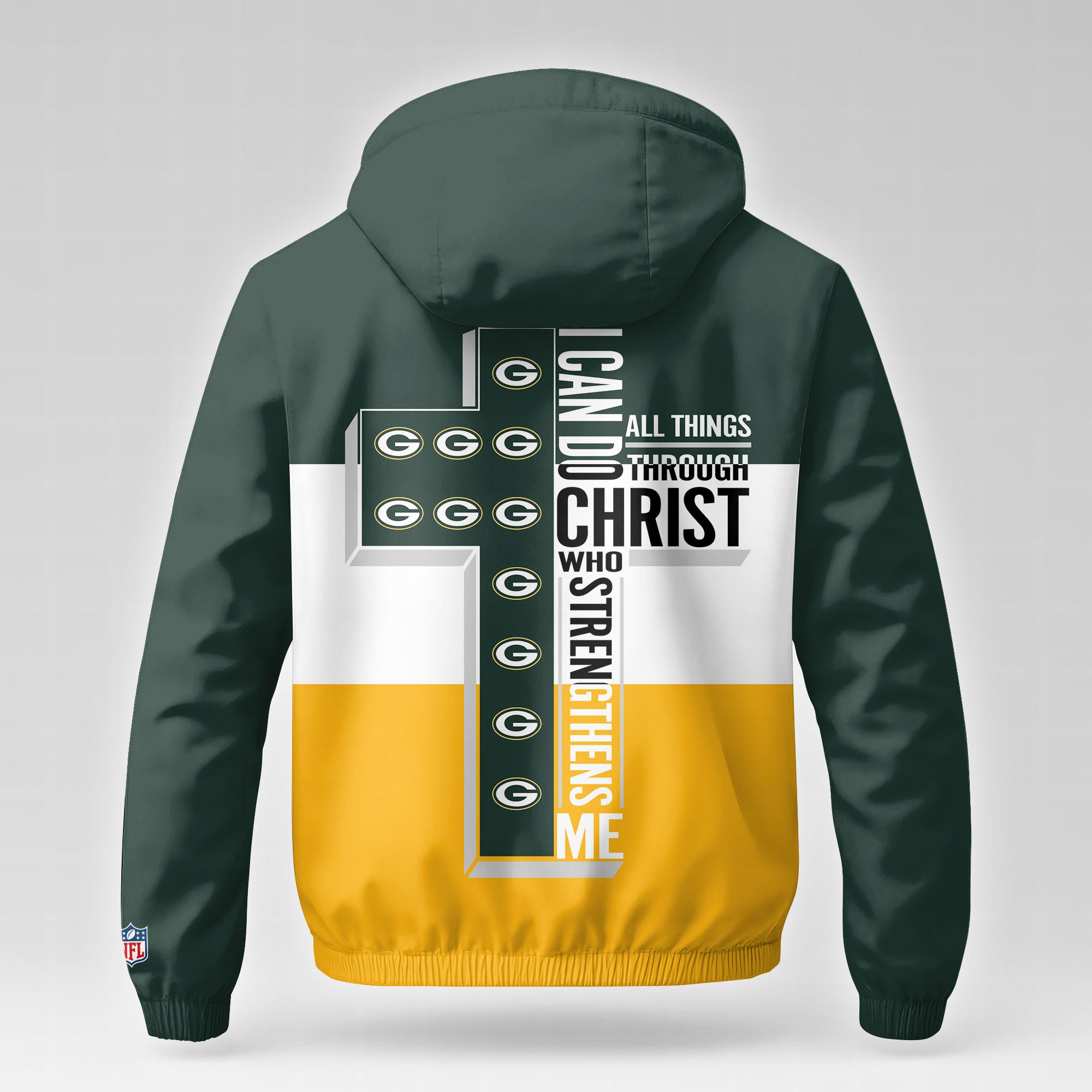 Green Bay Packers | Premium NFL Strength Through Christ Windbreaker Jacket NTH1 - Image 3