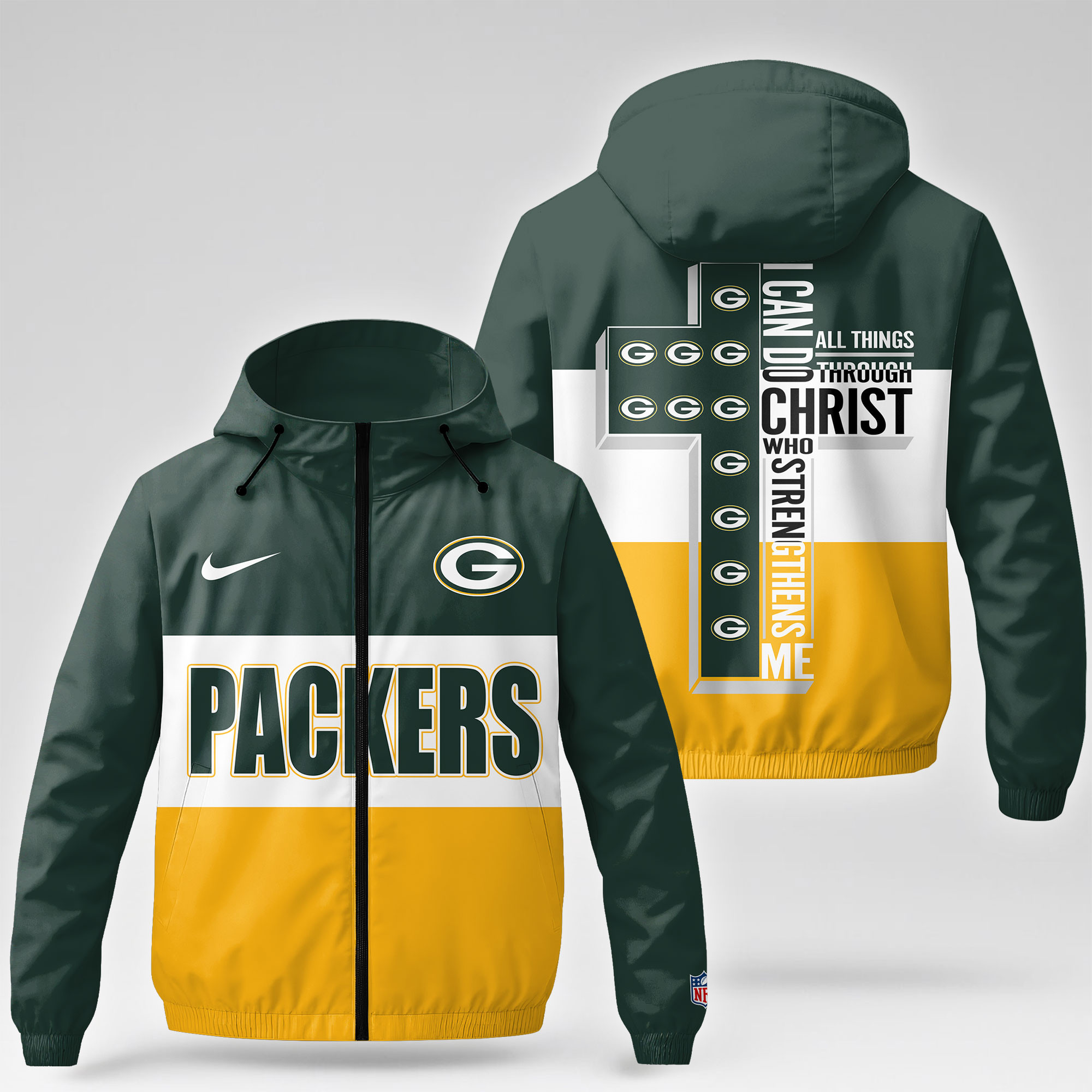 Green Bay Packers | Premium NFL Strength Through Christ Windbreaker Jacket NTH1 - Image 4