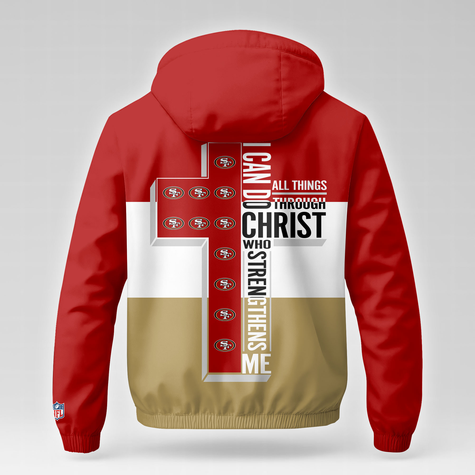 San Francisco 49ers | Premium NFL Strength Through Christ Windbreaker Jacket NTH1 - Image 3