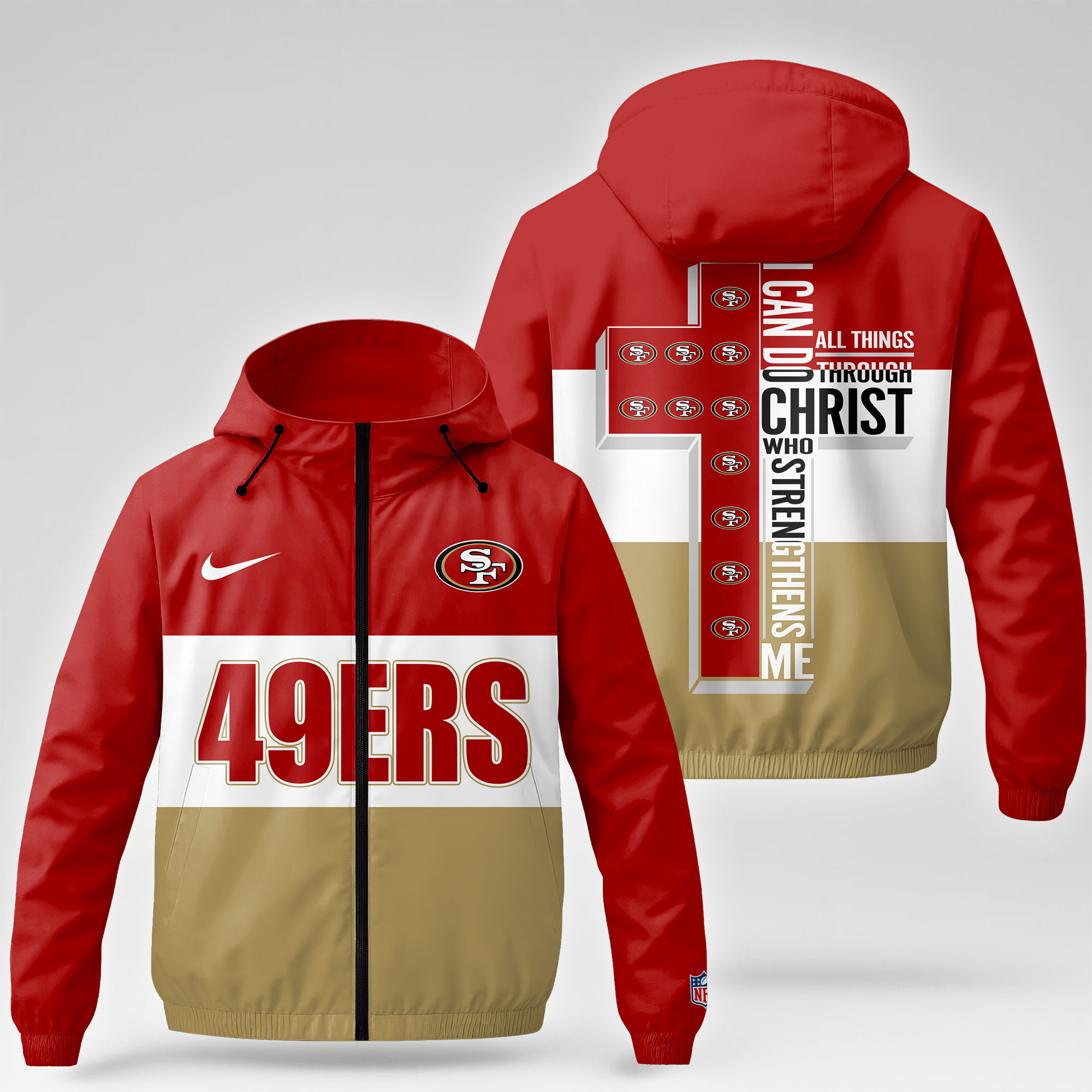 San Francisco 49ers | Premium NFL Strength Through Christ Windbreaker Jacket NTH1 - Image 4