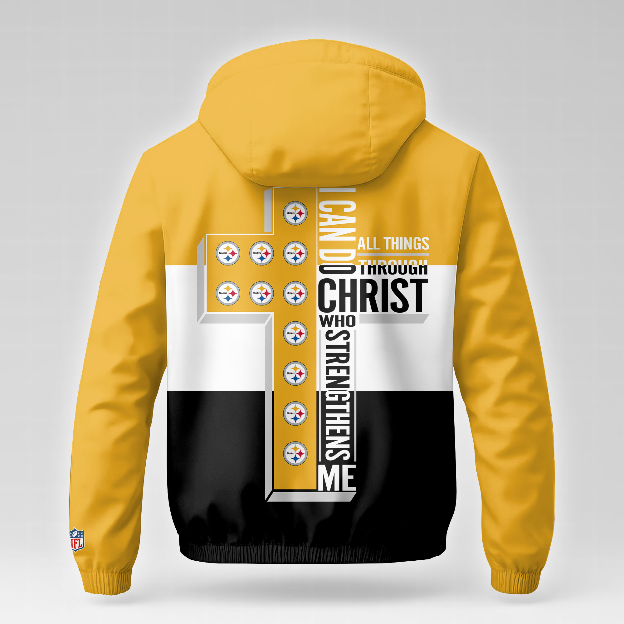 Pittsburgh Steelers | Premium NFL Strength Through Christ Windbreaker Jacket NTH1 - Image 3