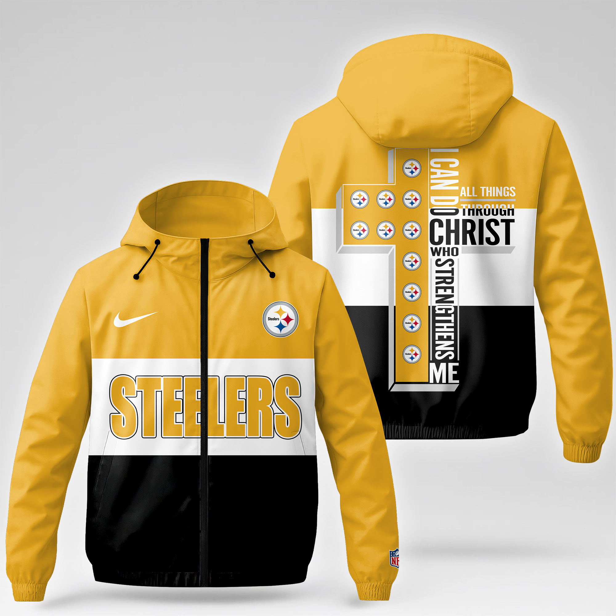 Pittsburgh Steelers | Premium NFL Strength Through Christ Windbreaker Jacket NTH1 - Image 4