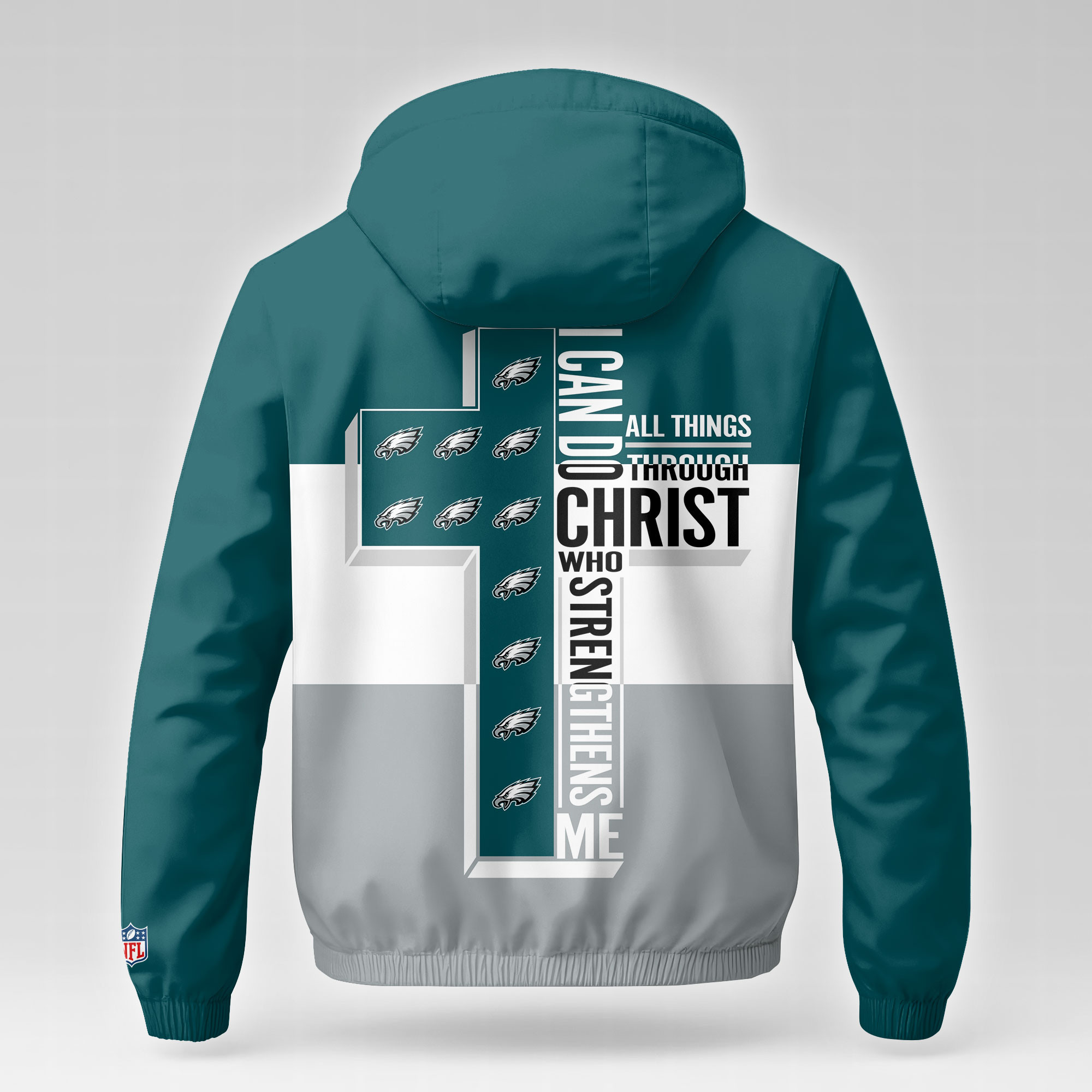 Philadelphia Eagles | Premium NFL Strength Through Christ Windbreaker Jacket NTH1 - Image 3