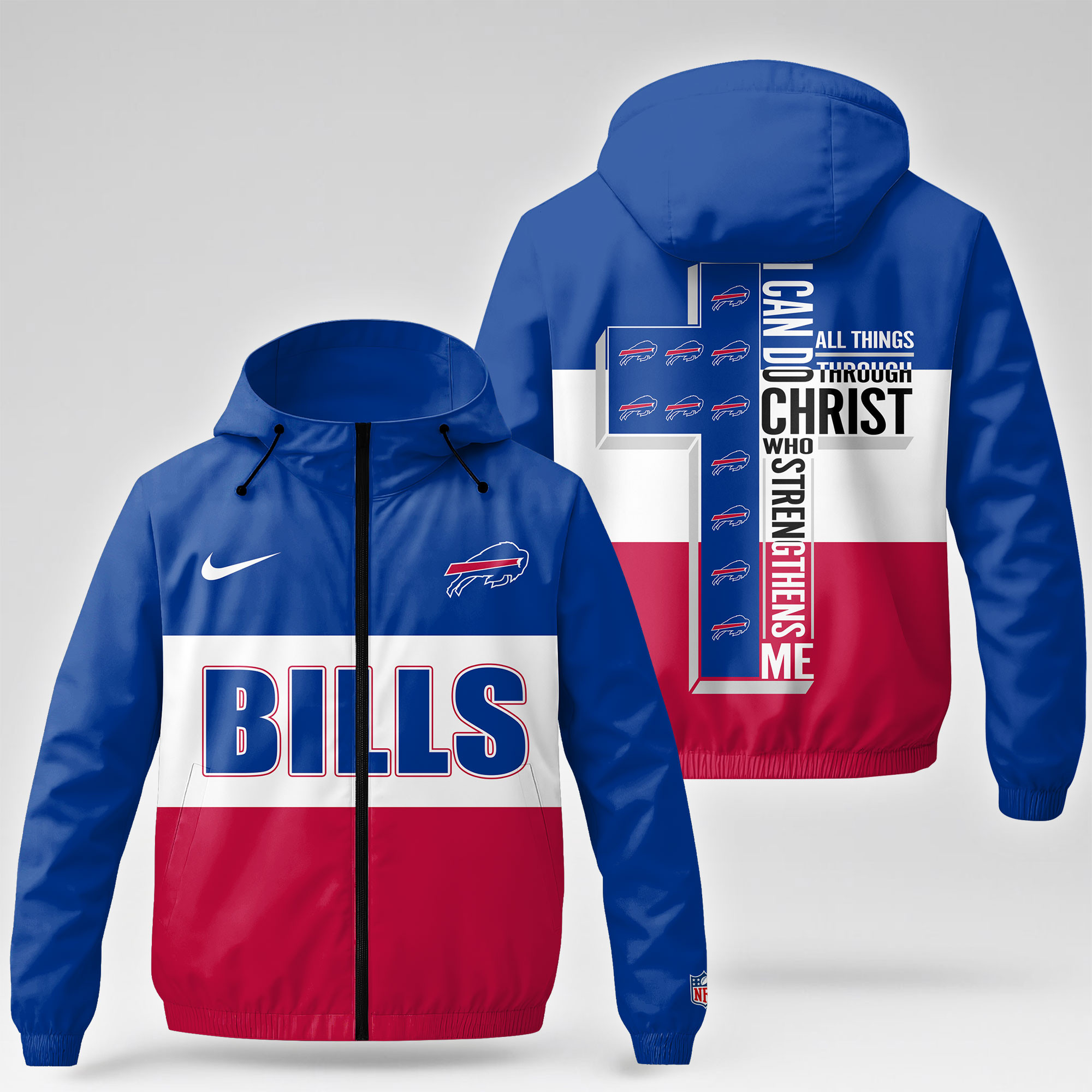 Buffalo Bills | Premium NFL Strength Through Christ Windbreaker Jacket NTH1 - Image 4