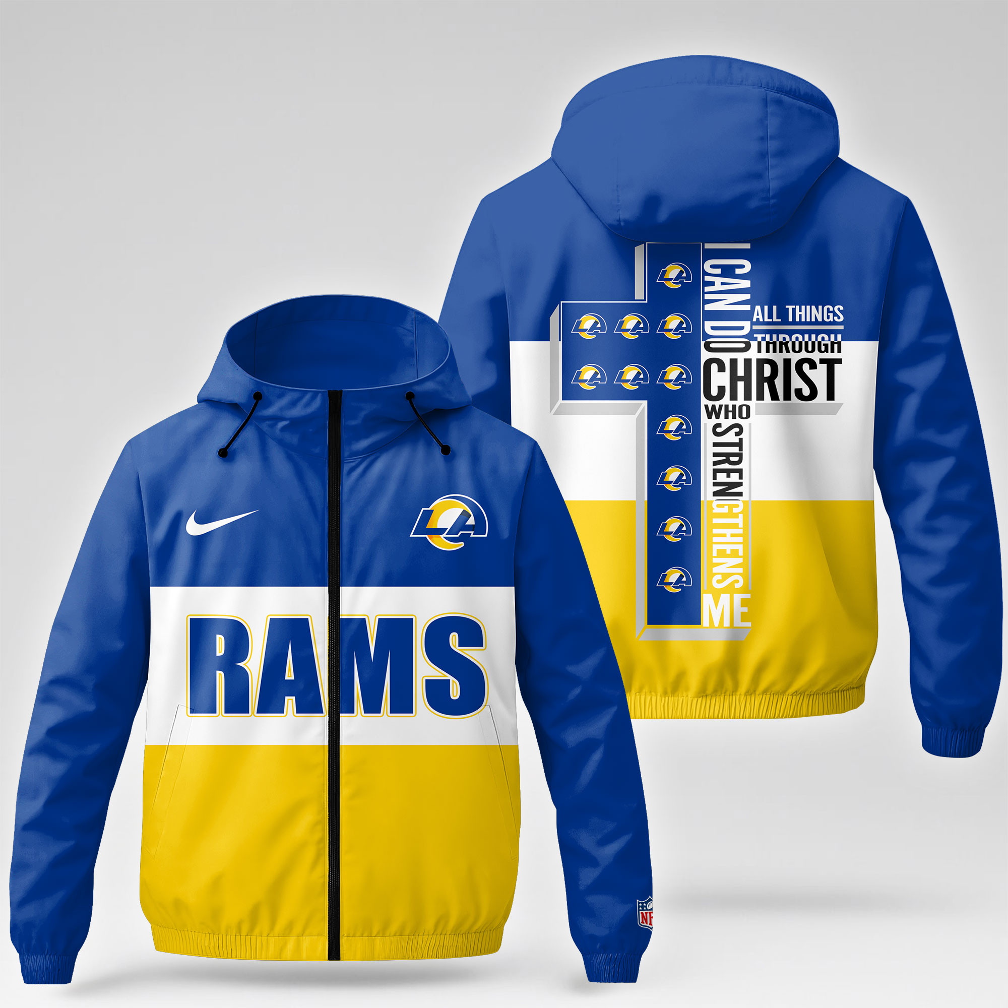Los Angeles Rams | Premium NFL Strength Through Christ Windbreaker Jacket NTH1 - Image 4
