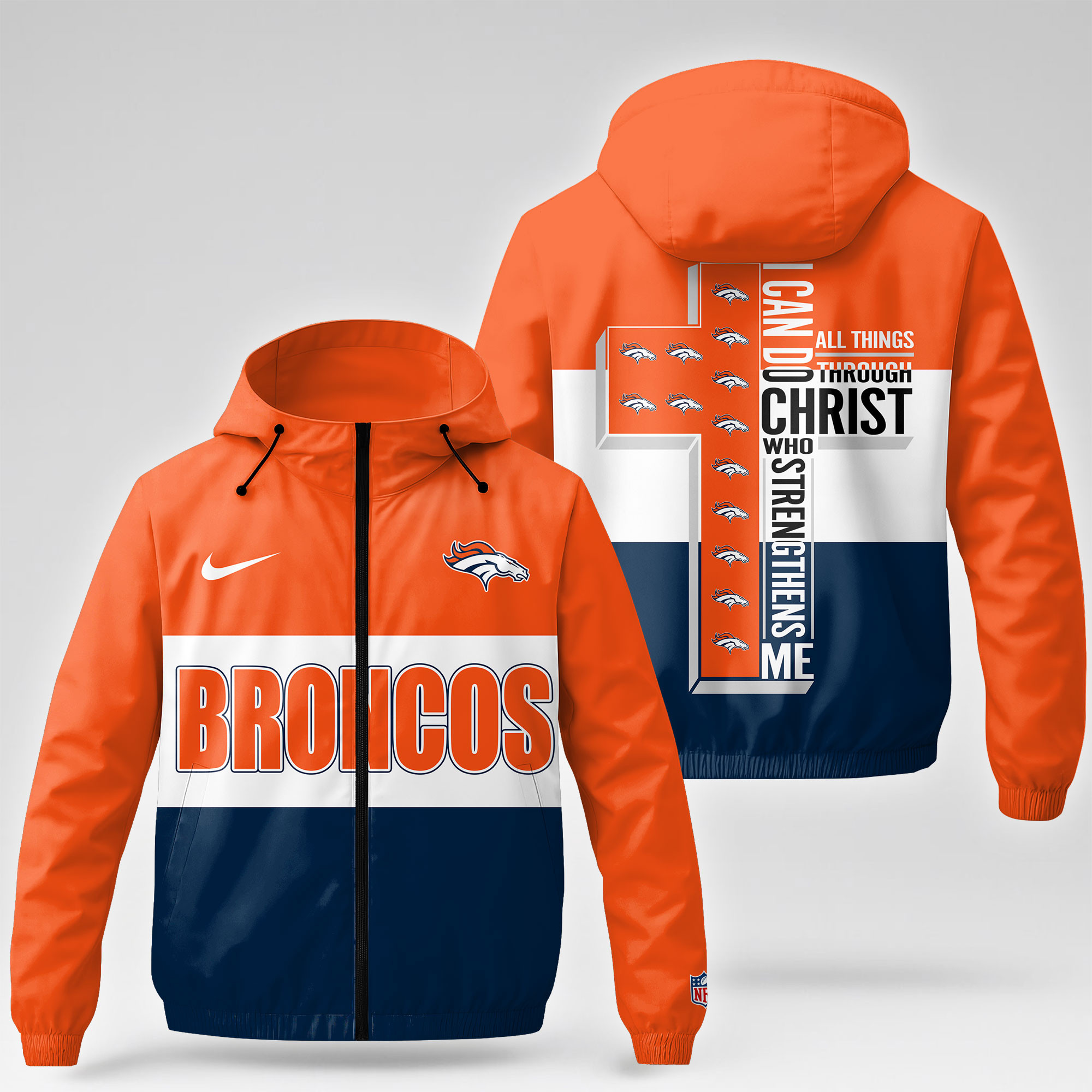 Denver Broncos | Premium NFL Strength Through Christ Windbreaker Jacket NTH1 - Image 4