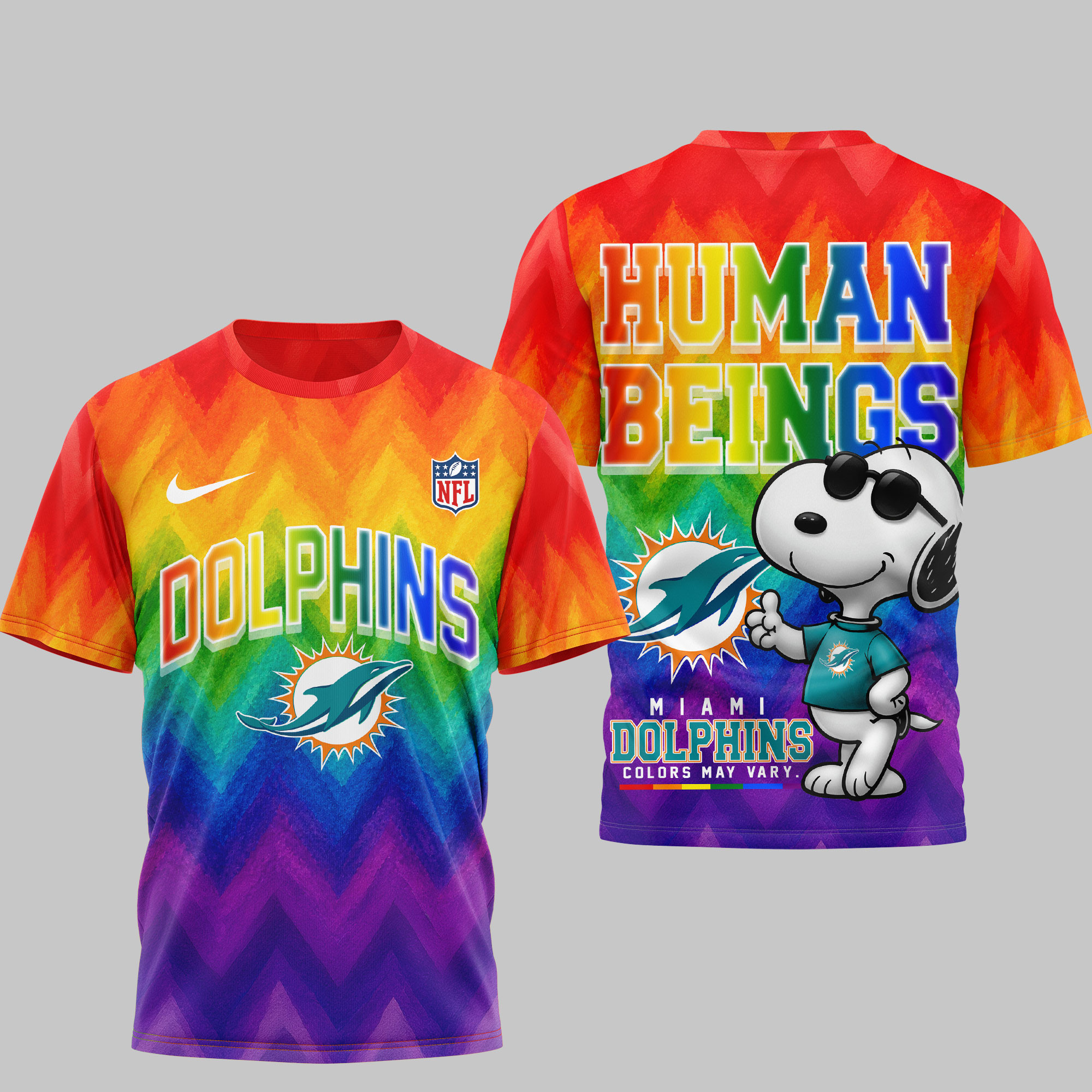 Miami Dolphins | Premium NFL Rainbow Pride 3D Shirt NTH1 - Image 2