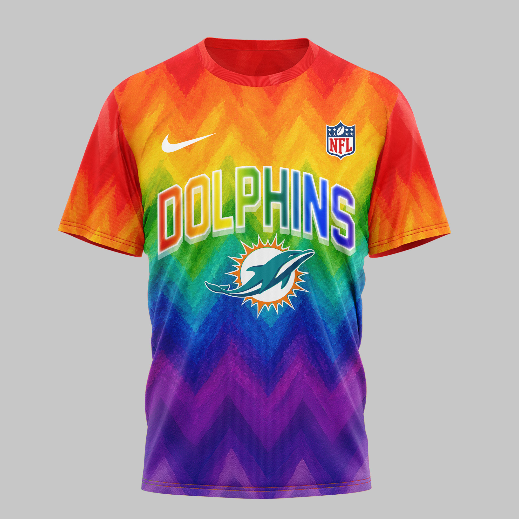 Miami Dolphins | Premium NFL Rainbow Pride 3D Shirt NTH1 - Image 3
