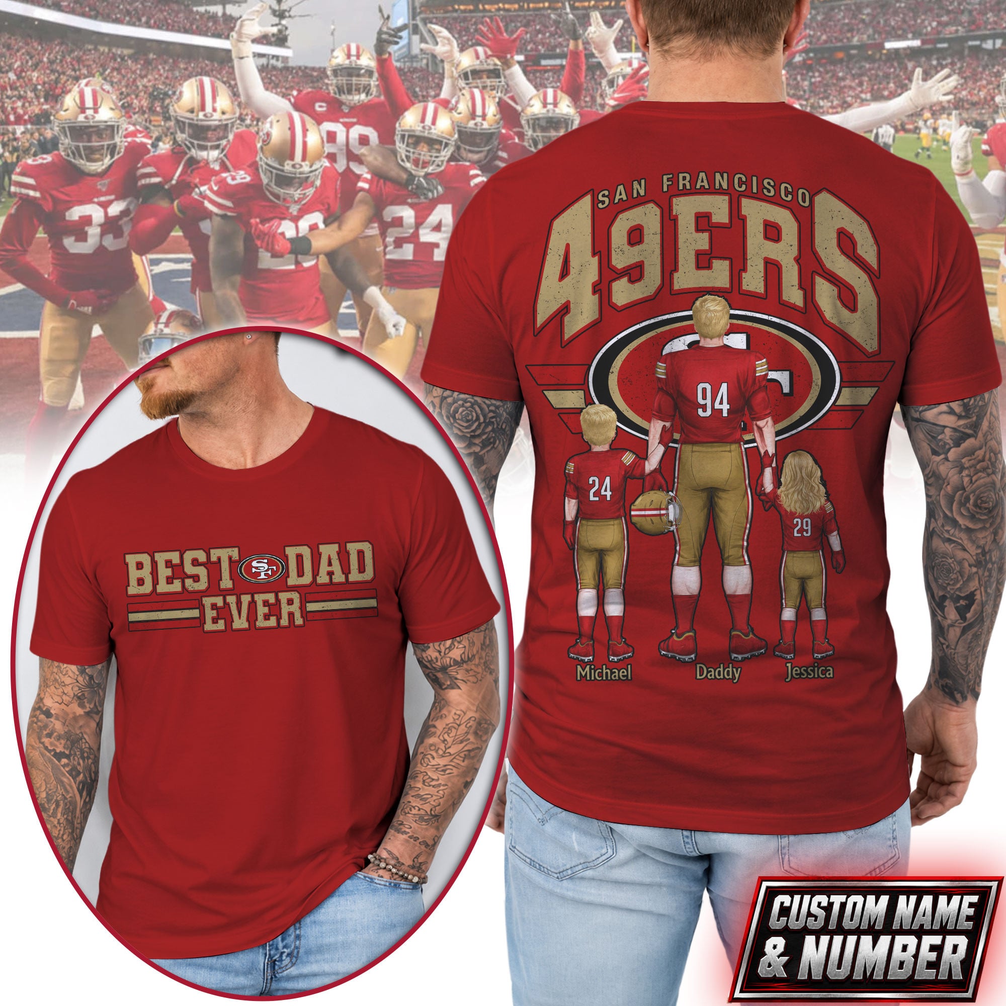 San Francisco 49ers | Premium NFL Best Dad Ever 3D Shirt NTH1 - Image 3