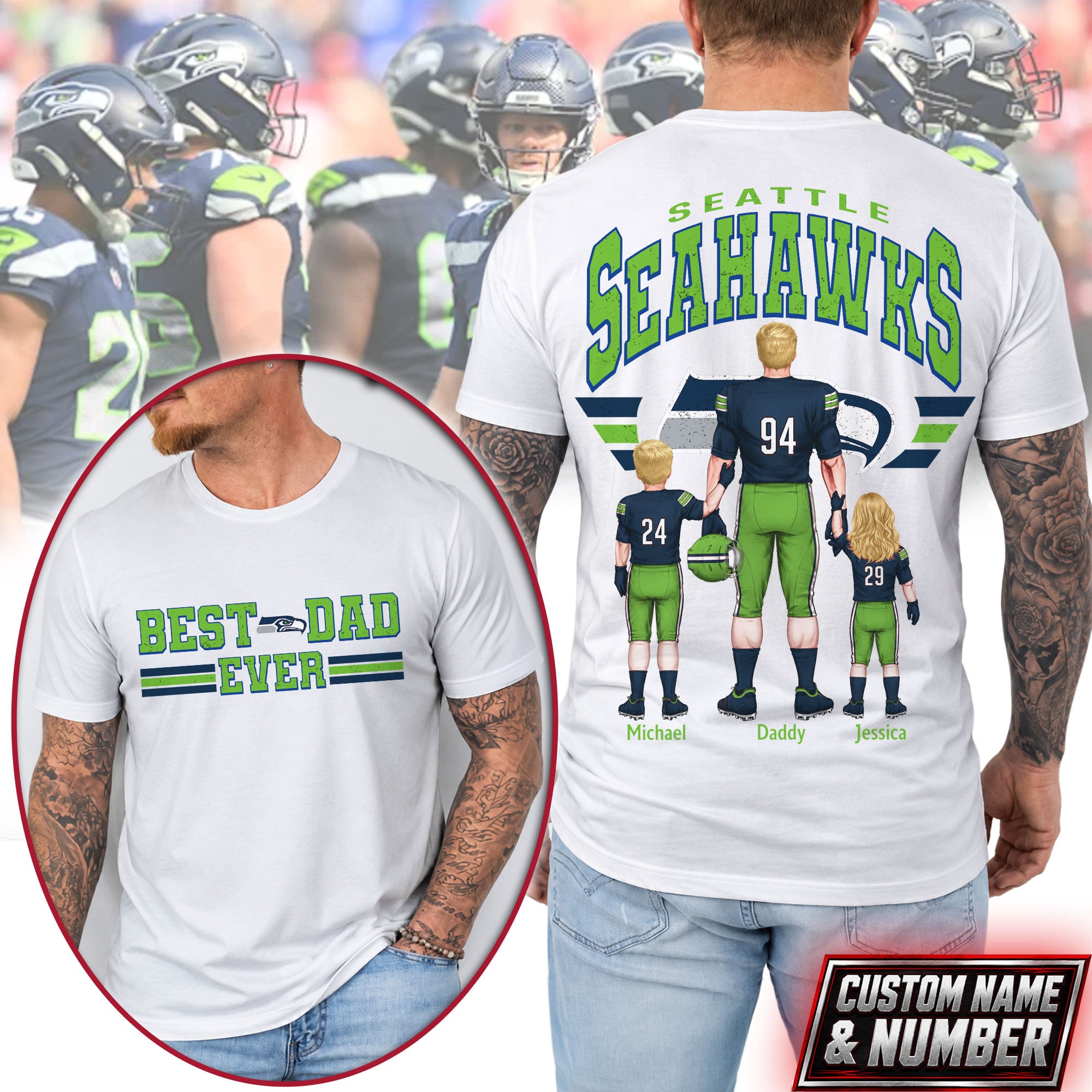 Seattle Seahawks | Premium NFL Best Dad Ever 3D Shirt NTH1 - Image 2