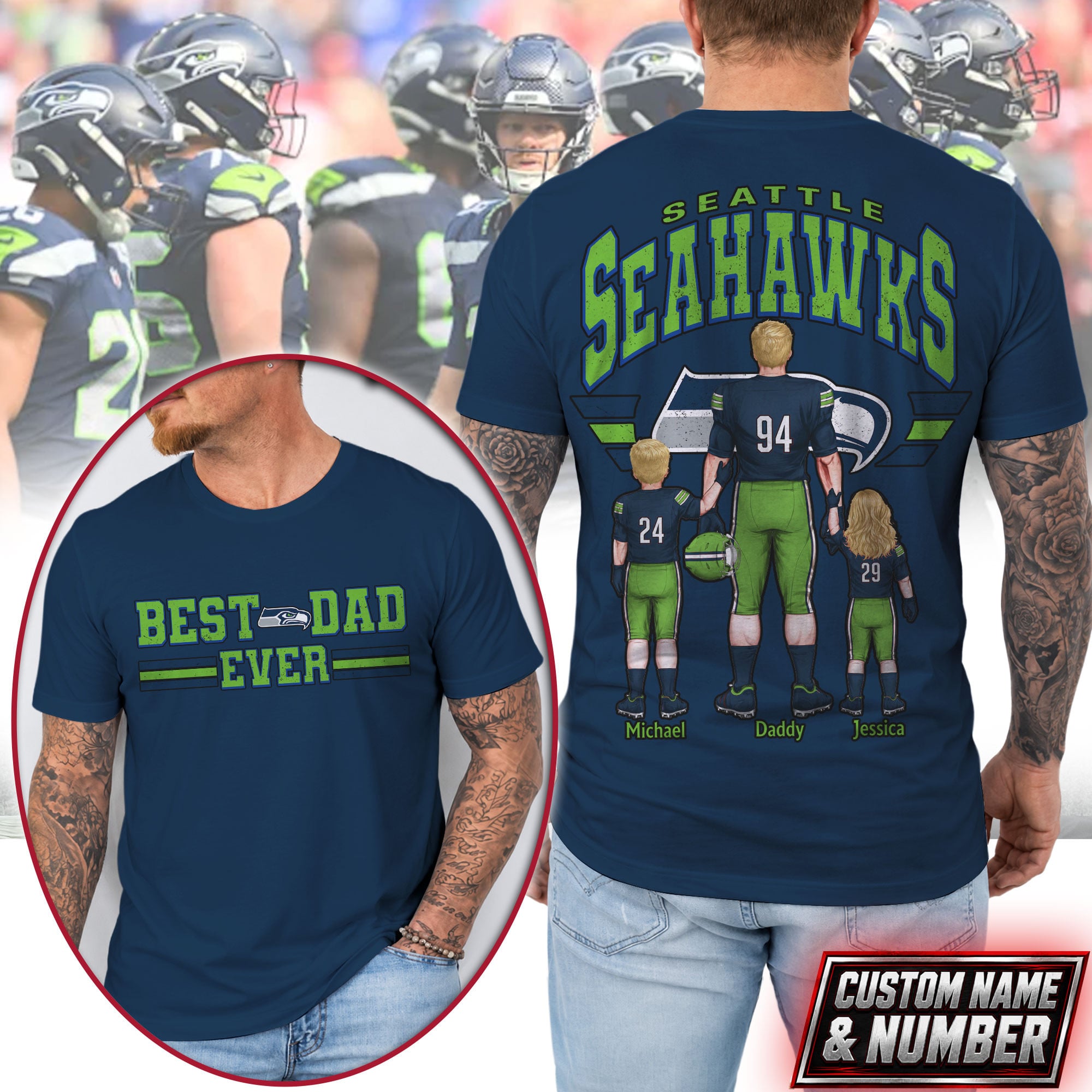 Seattle Seahawks | Premium NFL Best Dad Ever 3D Shirt NTH1 - Image 3