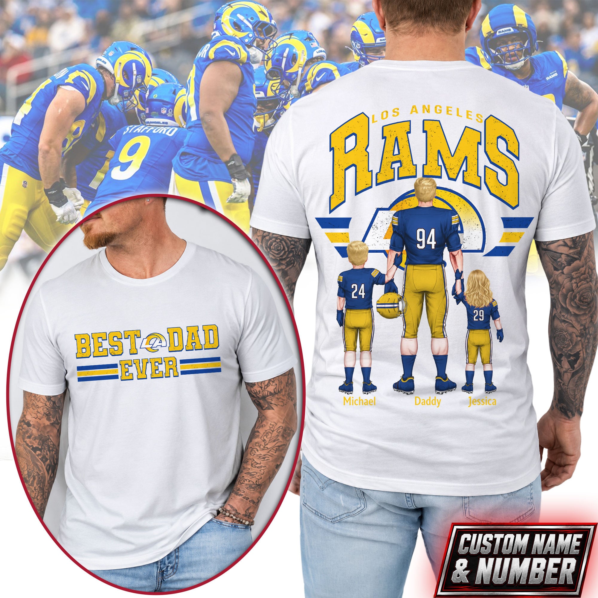 Los Angeles Rams | Premium NFL Best Dad Ever 3D Shirt NTH1 - Image 2
