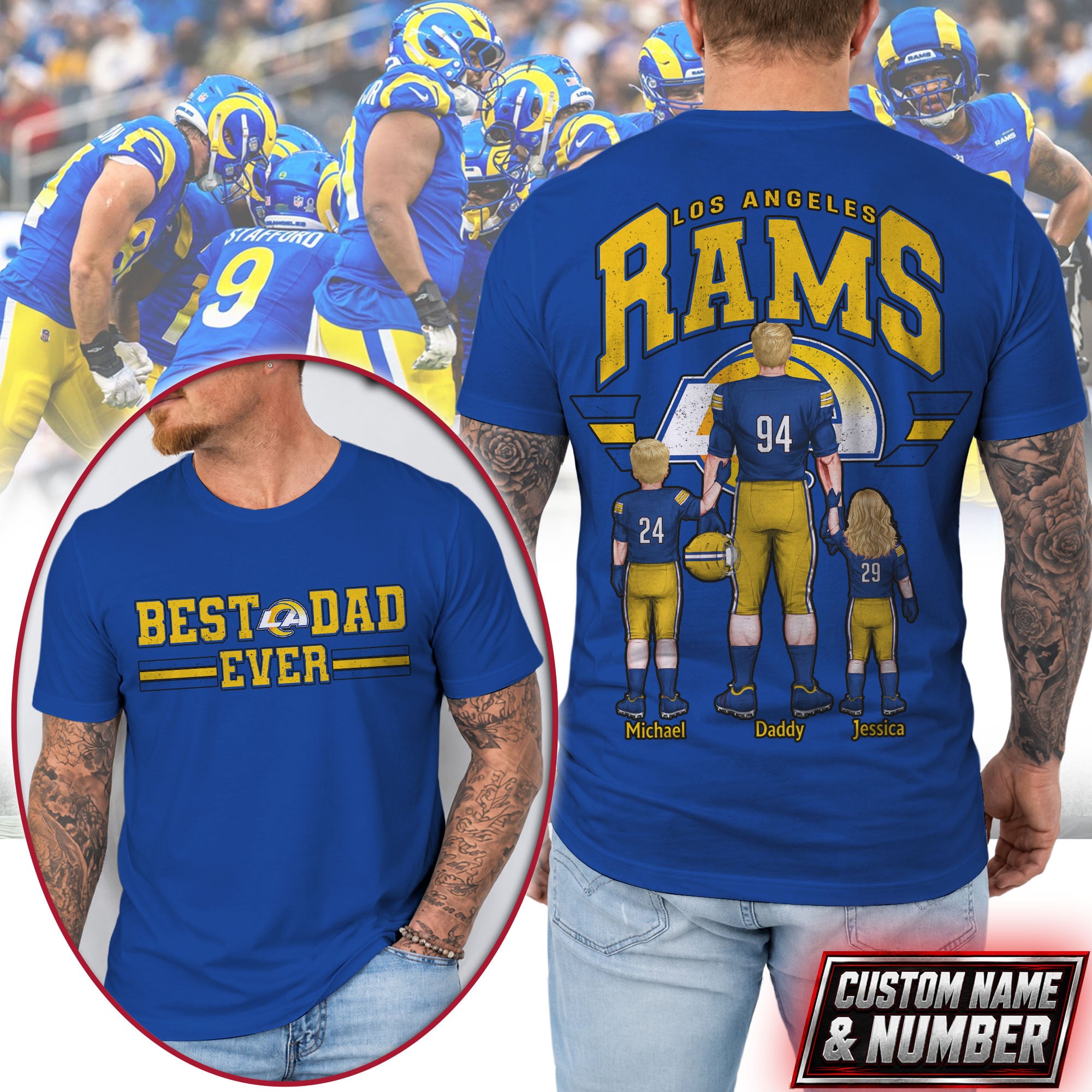 Los Angeles Rams | Premium NFL Best Dad Ever 3D Shirt NTH1 - Image 3