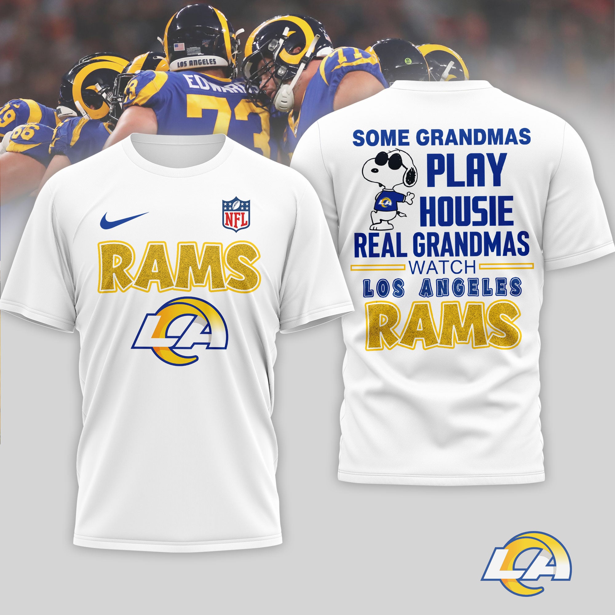 Los Angeles Rams | Premium NFL Fan Grandma Apparel 3D Shirt NTH1 - Image 2