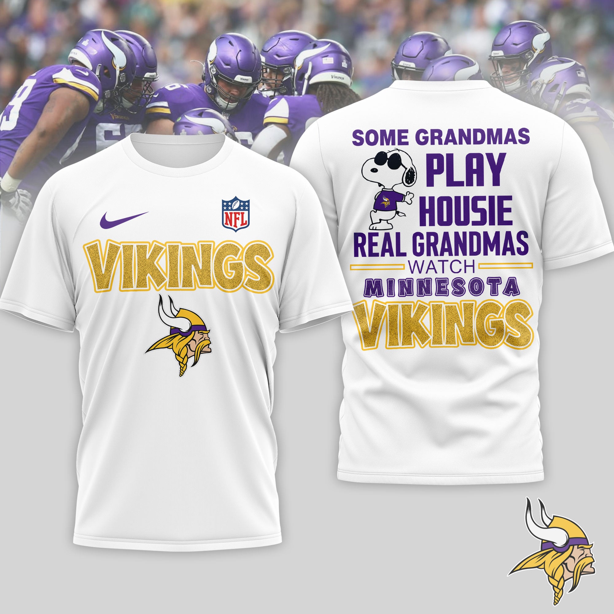 Minnesota Vikings | Premium NFL Fan Grandma Apparel 3D Shirt NTH1 - Image 2
