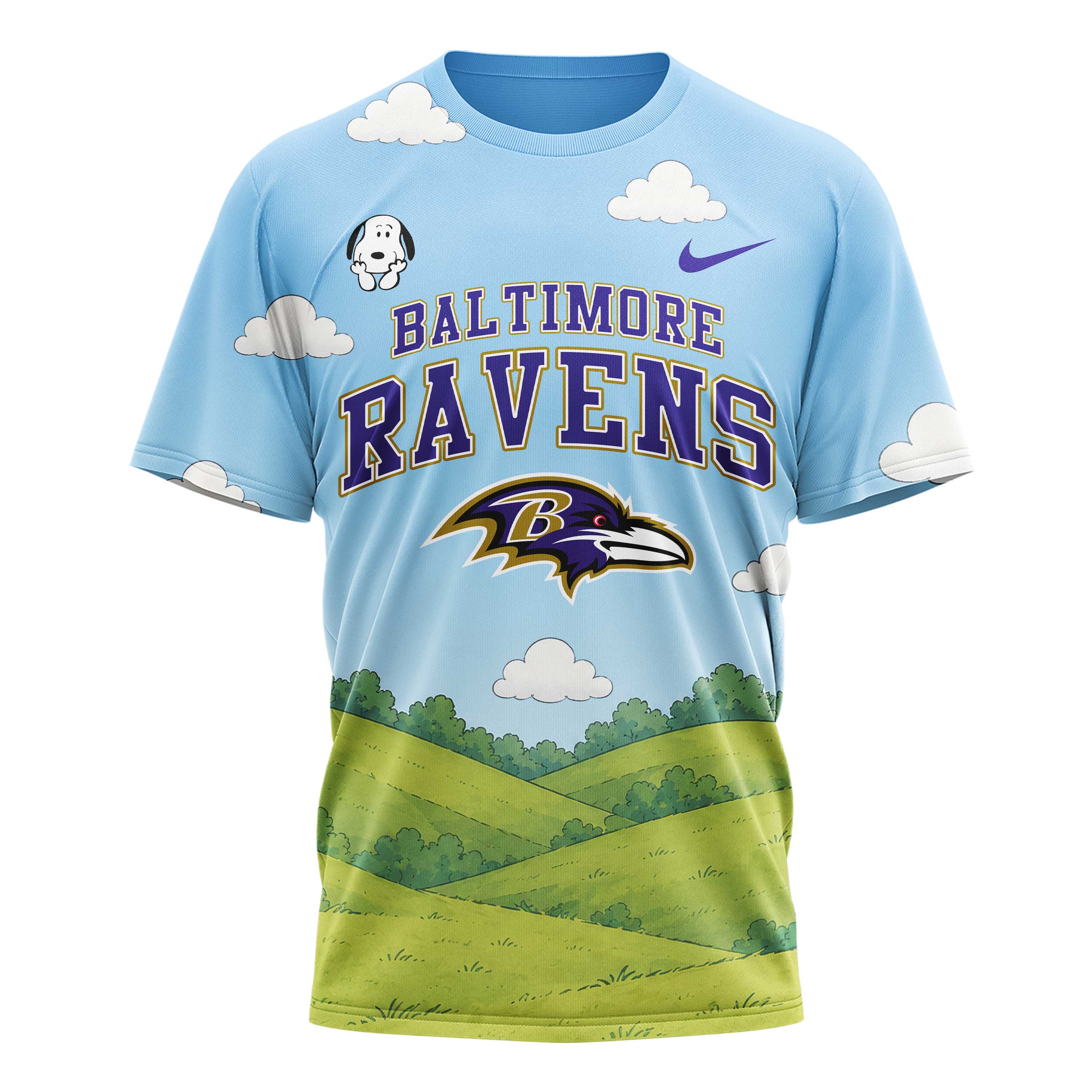 Baltimore Ravens | Premium NFL Snoopy Touchdown 3D T-Shirt - Image 2