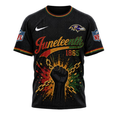Alternative view of Baltimore Ravens | Premium NFL Juneteenth Freedom Day 3D Shirt
