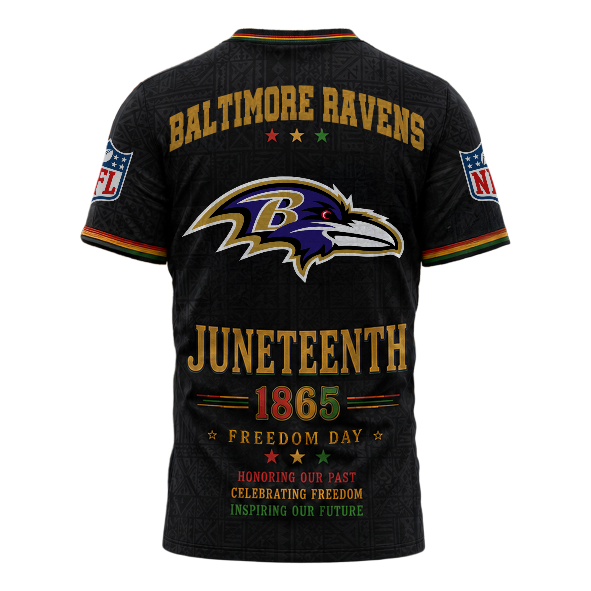 Baltimore Ravens | Premium NFL Juneteenth Freedom Day 3D Shirt - Image 3