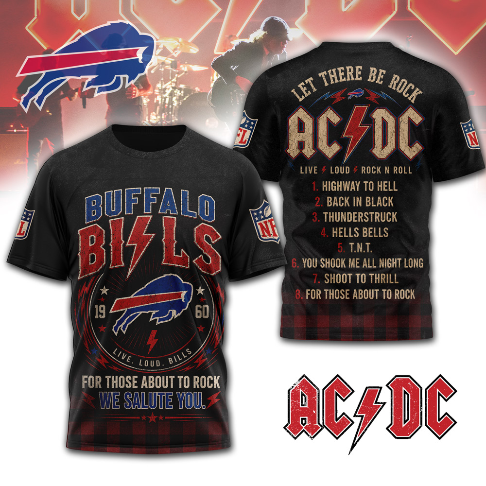 Buffalo Bills | Premium NFL ACDC Rock N Roll 3D T-Shirt - Image 3