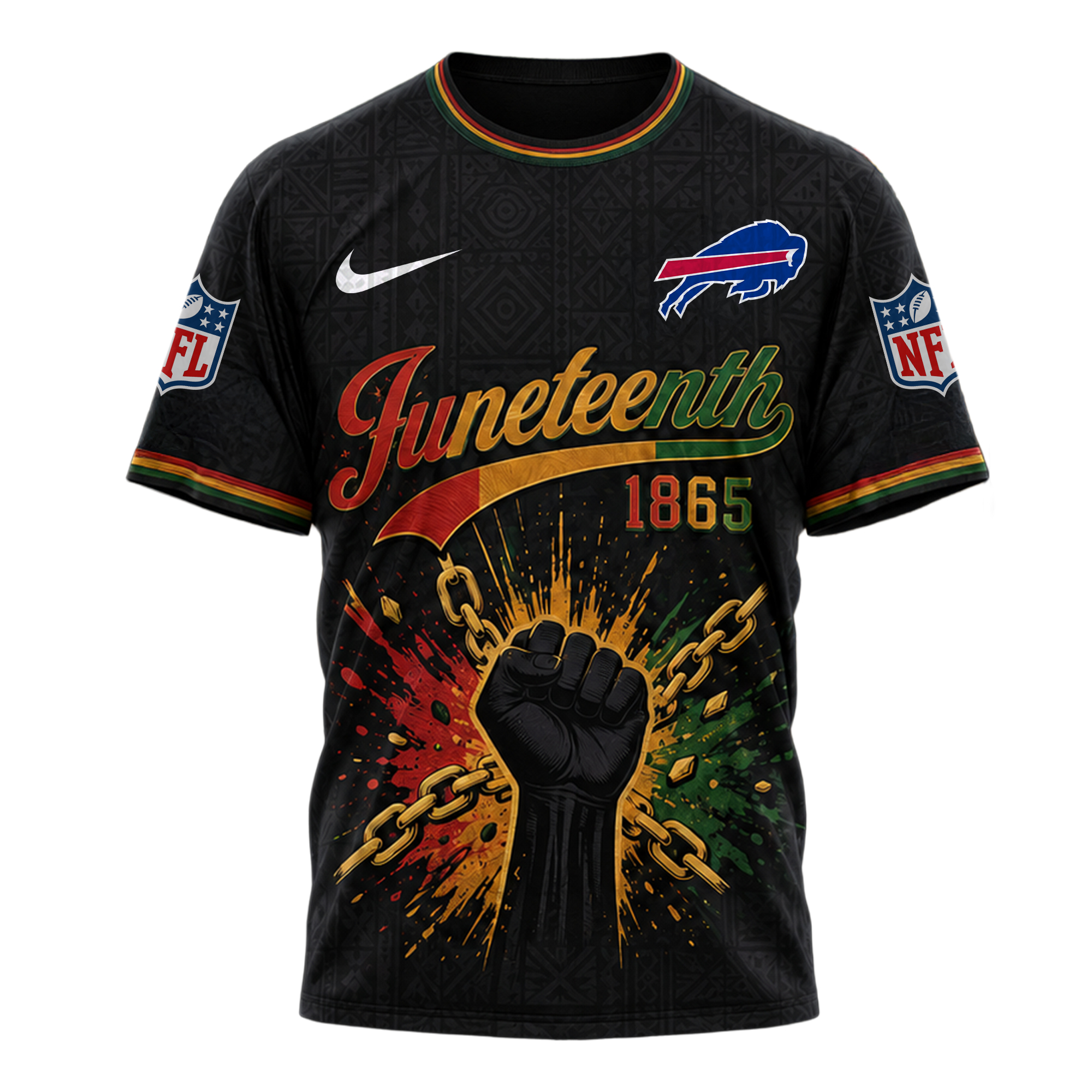 Buffalo Bills | Premium NFL Juneteenth Freedom Day 3D Shirt - Image 3