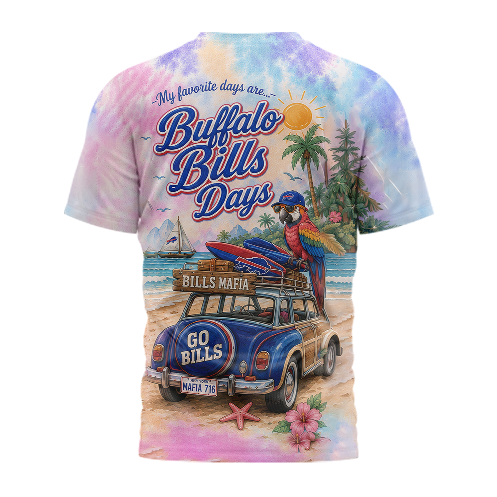 Buffalo Bills | Premium NFL Tropical Game Day Paradise 3D T-Shirt - Image 3