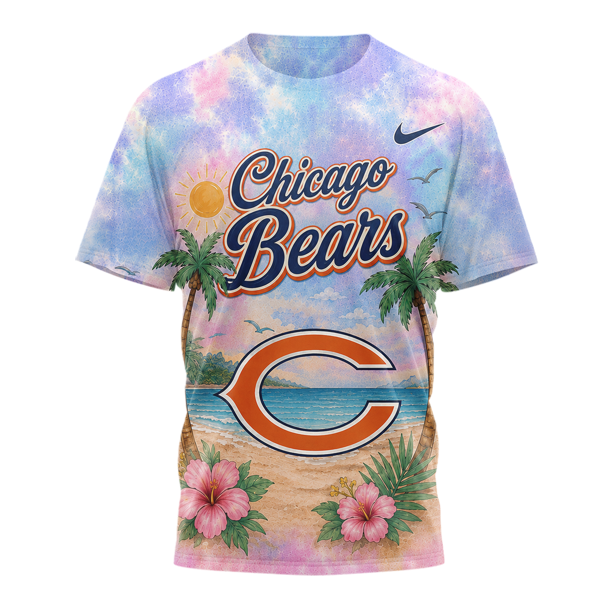 Chicago Bears | Premium NFL Tropical Game Day Paradise 3D T-Shirt - Image 2