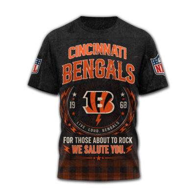 Cincinnati Bengals | Premium NFL ACDC Rock N Roll 3D T-Shirt