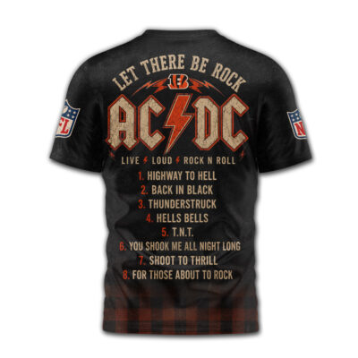 Alternative view of Cincinnati Bengals | Premium NFL ACDC Rock N Roll 3D T-Shirt