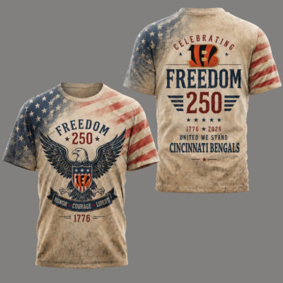 Alternative view of Cincinnati Bengals | Premium NFL Freedom 250 Patriotic 3D Shirt