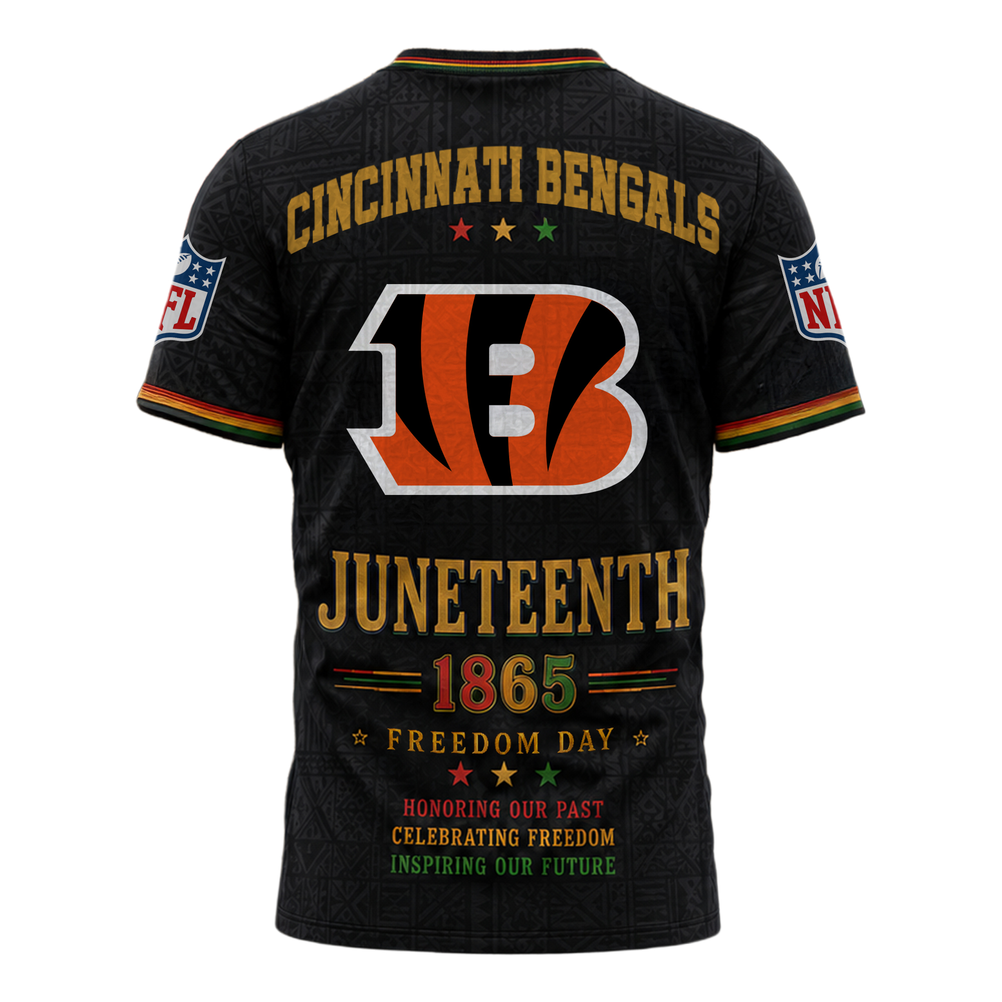 Cincinnati Bengals | Premium NFL Juneteenth Freedom Day 3D Shirt - Image 3