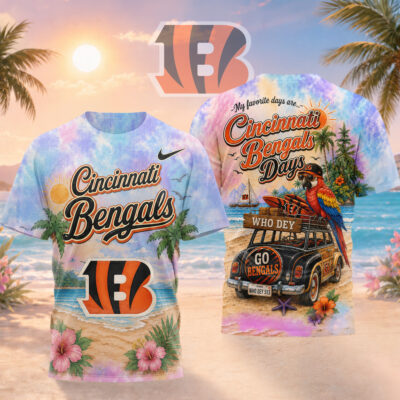 Cincinnati Bengals | Premium NFL Tropical Game Day Paradise 3D T-Shirt - 5XL