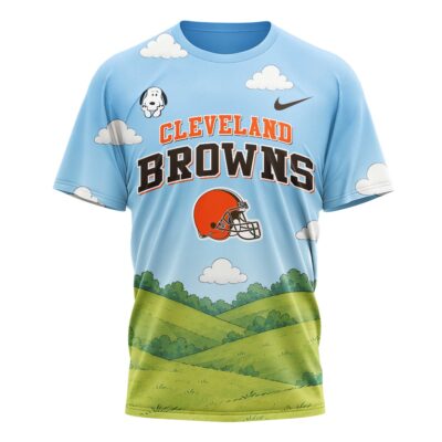 Alternative view of Cleveland Browns | Premium NFL Snoopy Touchdown 3D T-Shirt