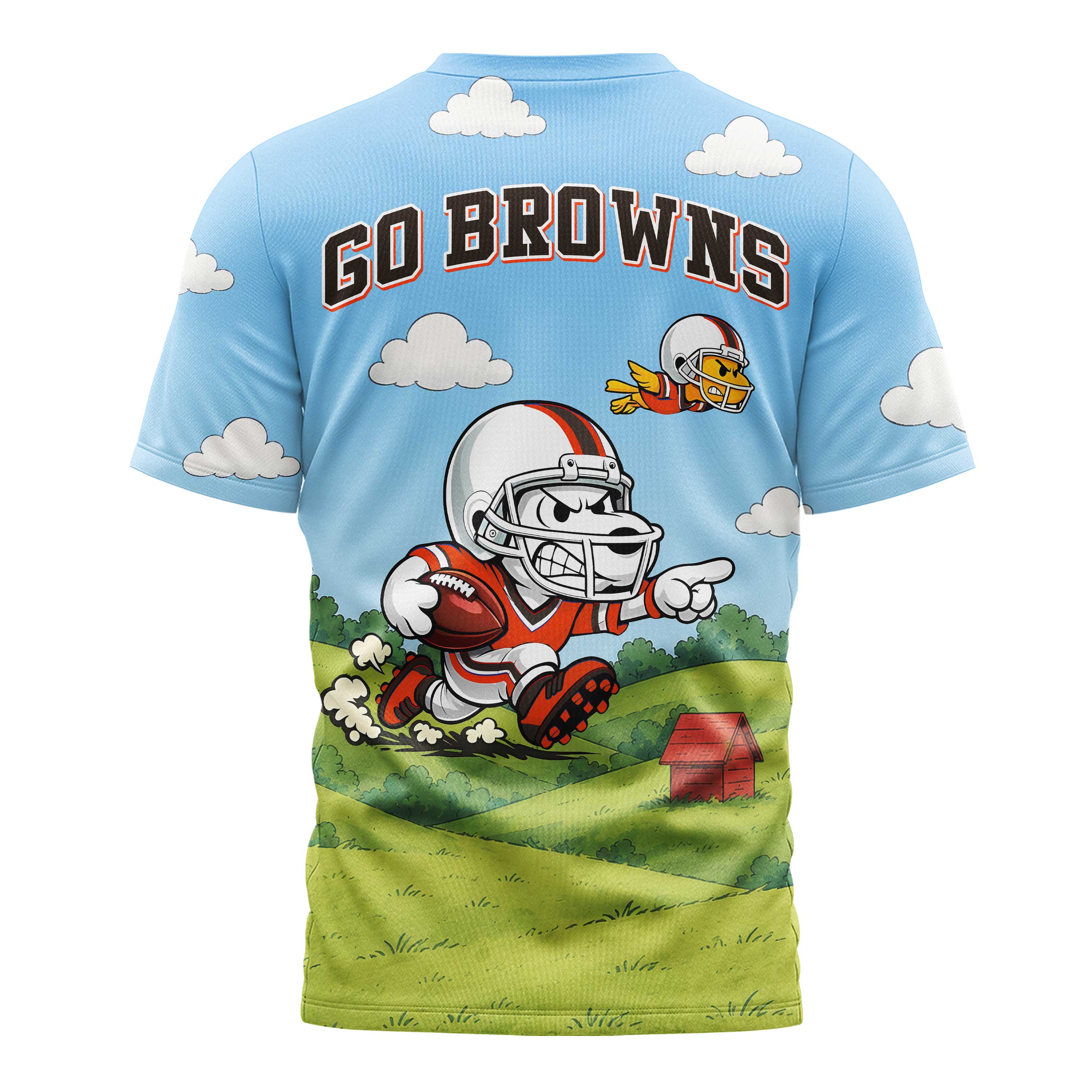 Cleveland Browns | Premium NFL Snoopy Touchdown 3D T-Shirt - Image 3