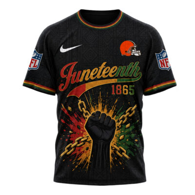 Alternative view of Cleveland Browns | Premium NFL Juneteenth Freedom Day 3D Shirt