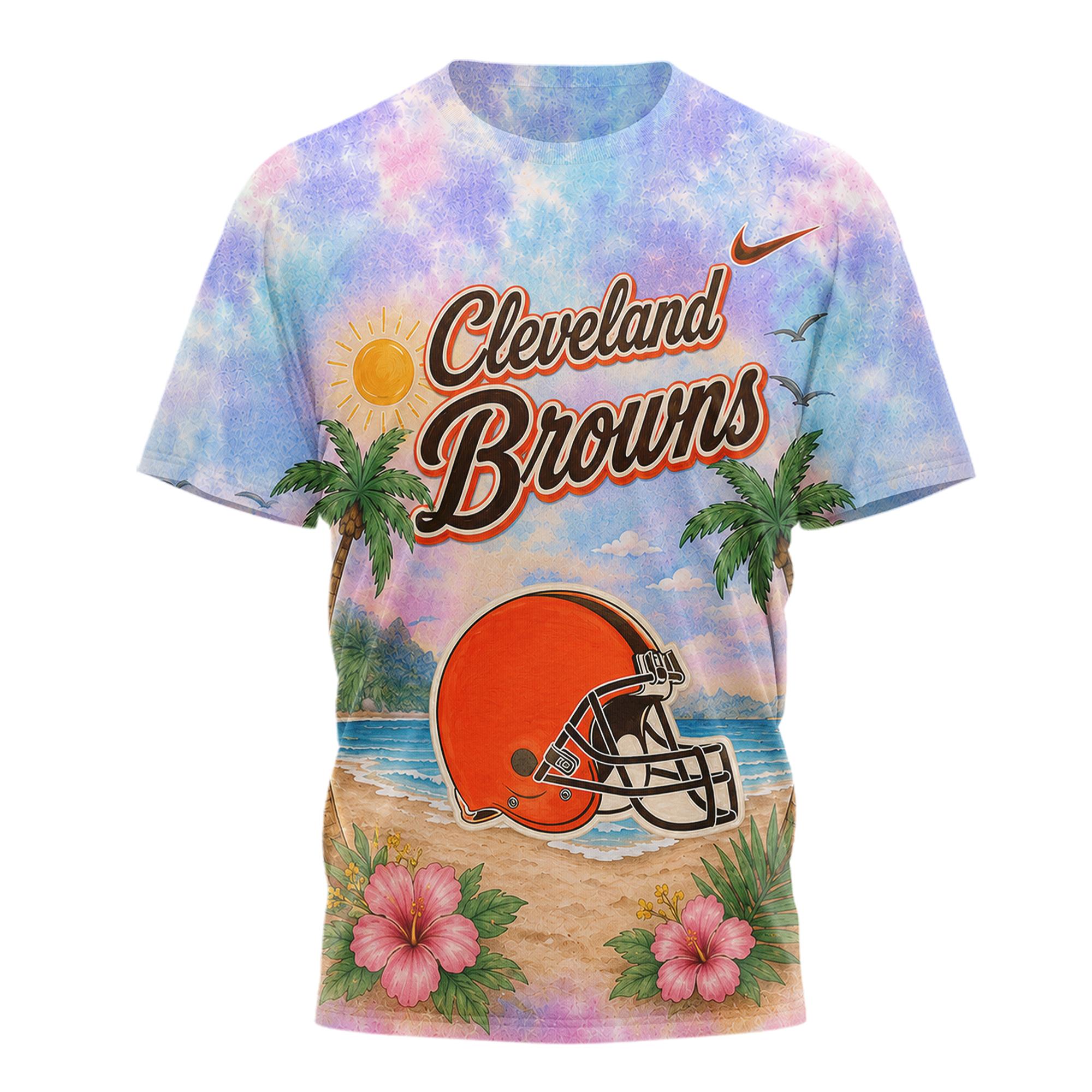 Cleveland Browns | Premium NFL Tropical Game Day Paradise 3D T-Shirt - Image 2