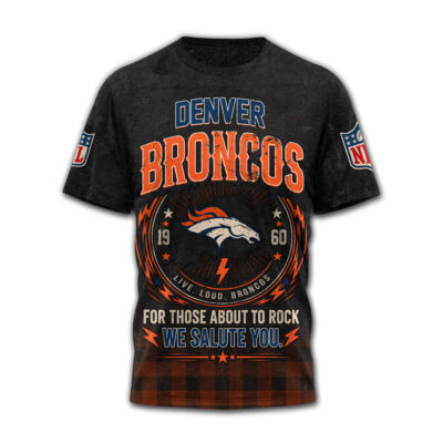 Denver Broncos | Premium NFL ACDC Rock N Roll 3D T-Shirt