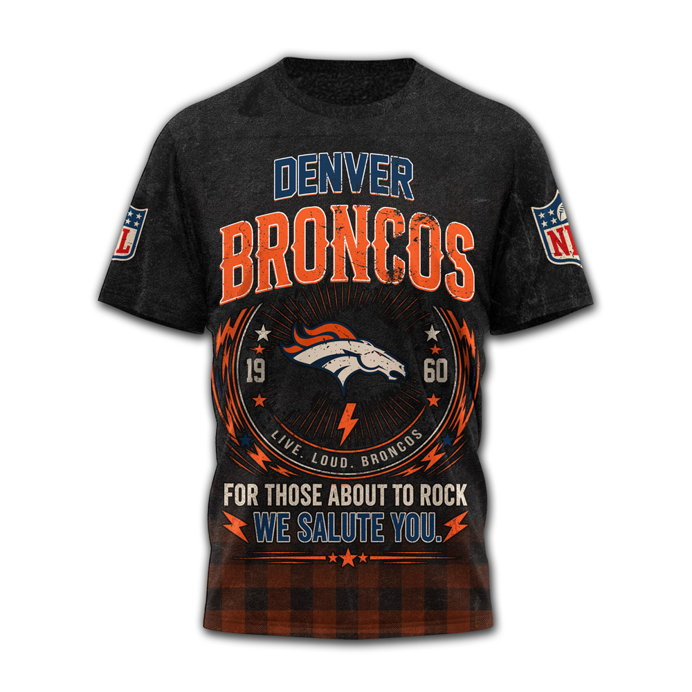 Denver Broncos | Premium NFL ACDC Rock N Roll 3D T-Shirt