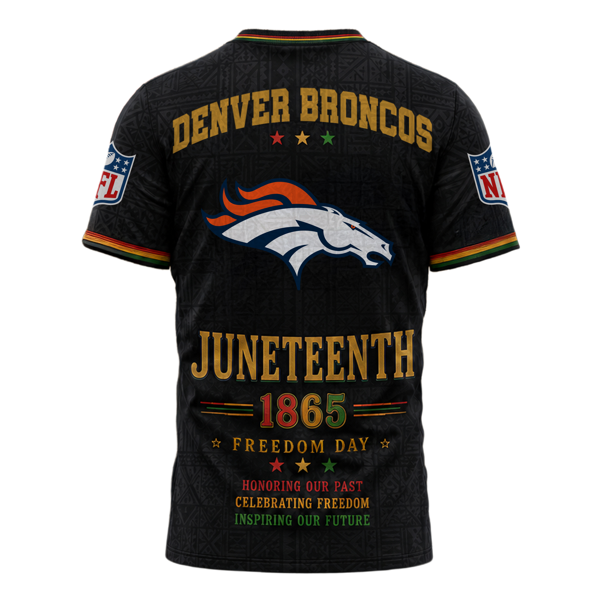 Denver Broncos | Premium NFL Juneteenth Freedom Day 3D Shirt - Image 3